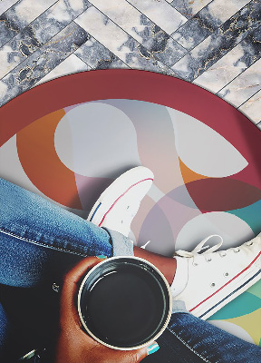 Uniwersalny dywan okrągły winylowy abstrakcyjne kształty