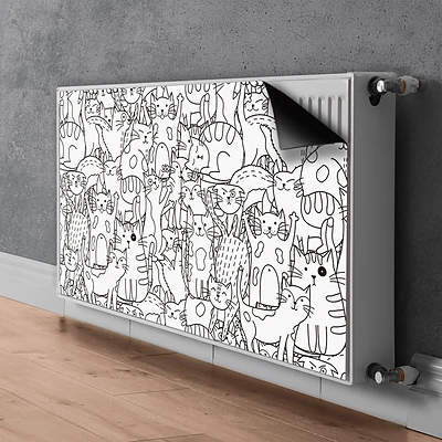 Mata z nadrukiem na kaloryfer Mata z nadrukiem na kaloryfer Koty w stylu Doodle