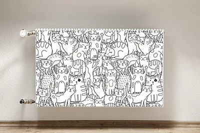 Mata z nadrukiem na kaloryfer Mata z nadrukiem na kaloryfer Koty w stylu Doodle