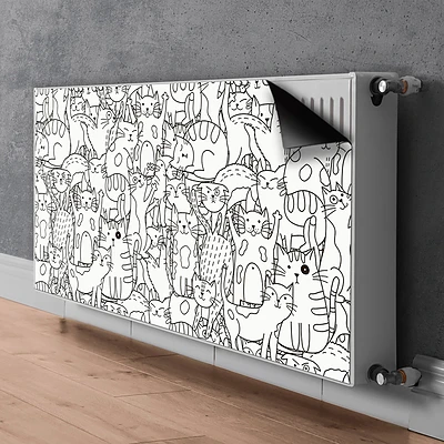 Mata z nadrukiem na kaloryfer Mata z nadrukiem na kaloryfer Koty w stylu Doodle