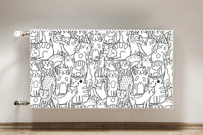 Mata z nadrukiem na kaloryfer Mata z nadrukiem na kaloryfer Koty w stylu Doodle