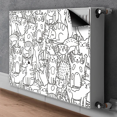 Mata z nadrukiem na kaloryfer Mata z nadrukiem na kaloryfer Koty w stylu Doodle