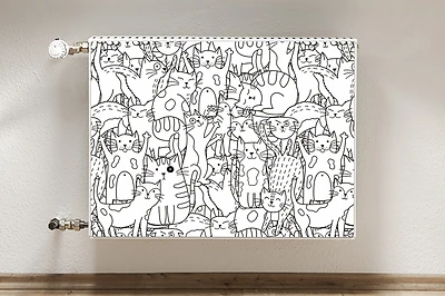 Mata z nadrukiem na kaloryfer Mata z nadrukiem na kaloryfer Koty w stylu Doodle