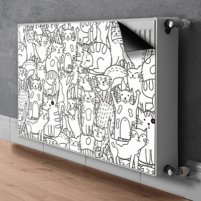 Mata z nadrukiem na kaloryfer Mata z nadrukiem na kaloryfer Koty w stylu Doodle