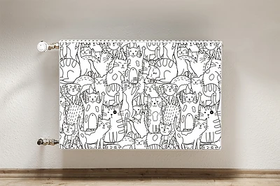 Mata z nadrukiem na kaloryfer Mata z nadrukiem na kaloryfer Koty w stylu Doodle