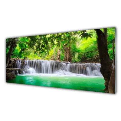 Panel Szklany Wodospad Jezioro Las Natura