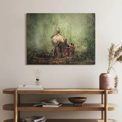 Obraz na płótnie 80x60 Dzieci i słoń