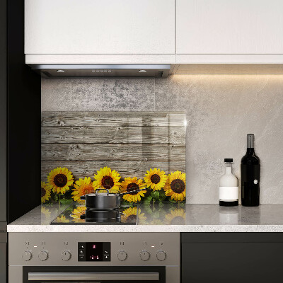 Osłona ściany w kuchni Słoneczniki na osłonach