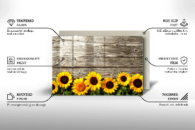 Osłona ściany w kuchni Słoneczniki na osłonach