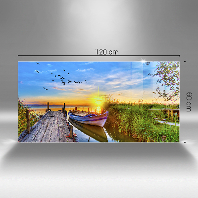 Obraz na szkle Widok na jezioro zachód słońca