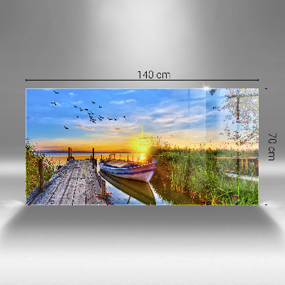 Obraz na szkle Widok na jezioro zachód słońca