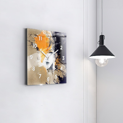 Zegar szklany 30x30 Abstrakcyjny portret kobiety