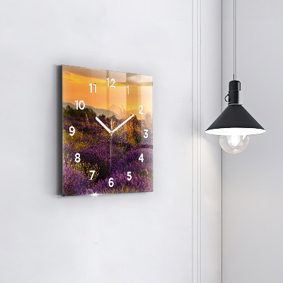 Zegar szklany 30x30 Lawendowe pole we Francji