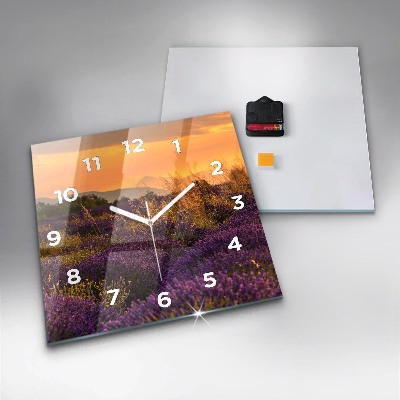 Zegar szklany 30x30 Lawendowe pole we Francji