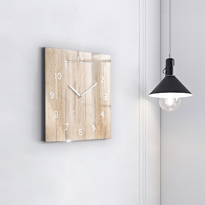 Zegar szklany 30x30 Faktura drewna