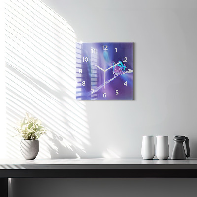 Zegar szklany 30x30 Motyl na trawie