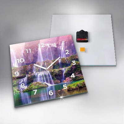 Zegar szklany 30x30 Wodospad Jiulong w Chinach