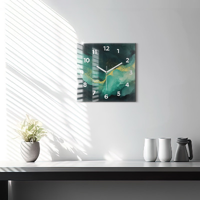 Zegar szklany 30x30 Marmur w kolorze zielonym