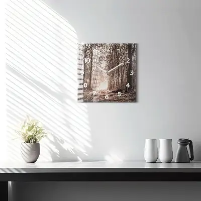 Zegar szklany 30x30 Leśna ścieżka w sepii