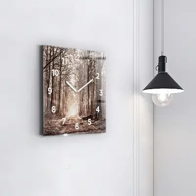 Zegar szklany 30x30 Leśna ścieżka w sepii