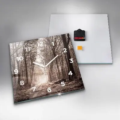 Zegar szklany 30x30 Leśna ścieżka w sepii