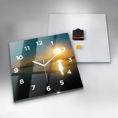 Zegar szklany 30x30 Wschód słońca