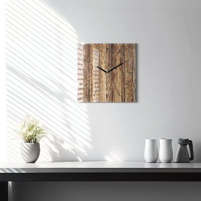 Zegar szklany 30x30 Stos drewnianych desek