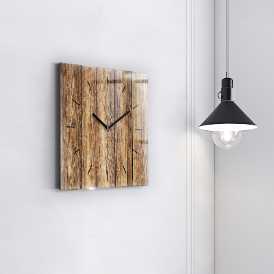 Zegar szklany 30x30 Stos drewnianych desek