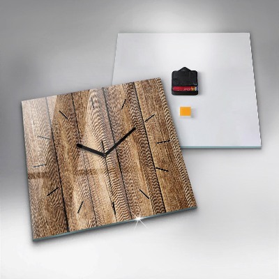 Zegar szklany 30x30 Stos drewnianych desek
