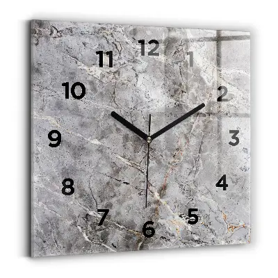 Zegar szklany 30x30 Szary granitowy marmur