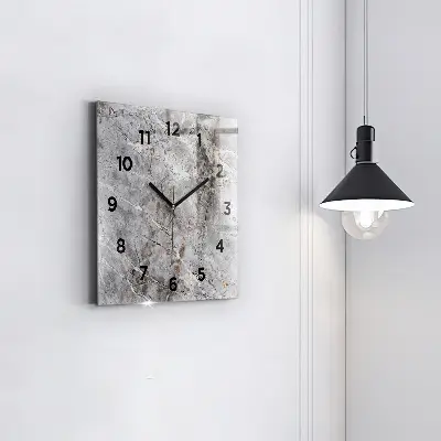 Zegar szklany 30x30 Szary granitowy marmur