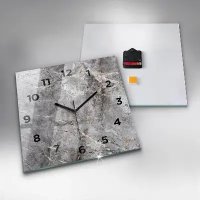 Zegar szklany 30x30 Szary granitowy marmur