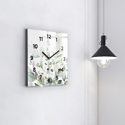 Zegar szklany 30x30 Liście roślin