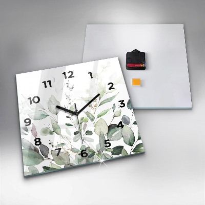 Zegar szklany 30x30 Liście roślin