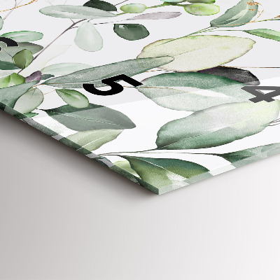 Zegar szklany 30x30 Liście roślin