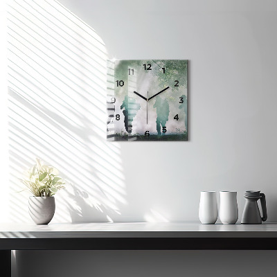 Zegar szklany 30x30 Żołnierze na patrolu w lesie