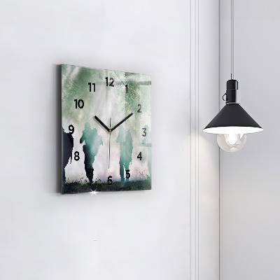 Zegar szklany 30x30 Żołnierze na patrolu w lesie