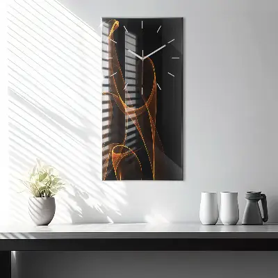 Zegar szklany 30x60 Pomarańczowe pasy