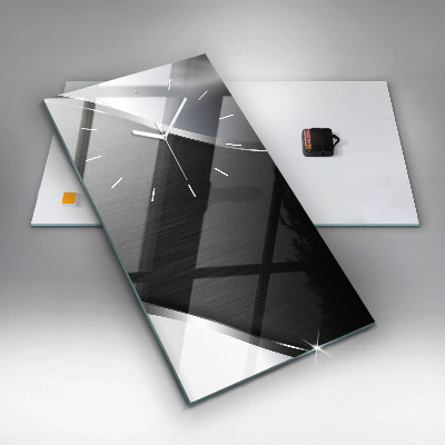 Zegar szklany 30x60 Czarne i srebrne pasy