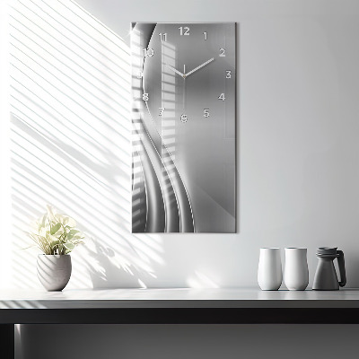 Zegar szklany 30x60 Abstrakcja w kolorze srebrnym