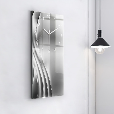 Zegar szklany 30x60 Abstrakcja w kolorze srebrnym