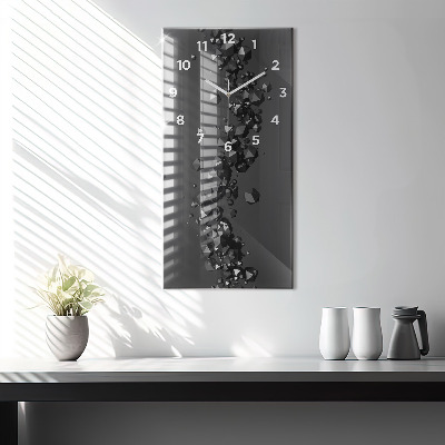 Zegar szklany 30x60 Czarna abstrakta
