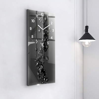Zegar szklany 30x60 Czarna abstrakta