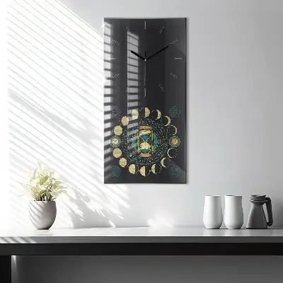 Zegar szklany 30x60 Fazy księżyca i klepsydra