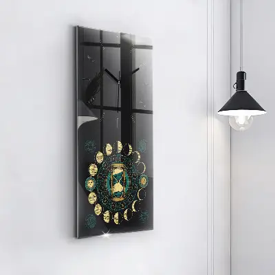 Zegar szklany 30x60 Fazy księżyca i klepsydra