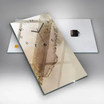 Zegar szklany 30x60 Beżowa sztuka współczesna