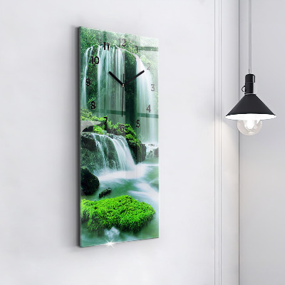 Zegar szklany 30x60 Mchy porastające wodospad