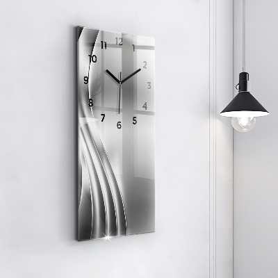 Zegar szklany 30x60 Abstrakcja w kolorze srebrnym