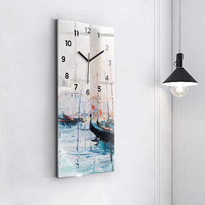 Zegar szklany 30x60 Obraz olejny: jacht na morzu