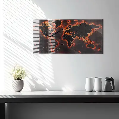 Zegar szklany 60x30 Mapa świata